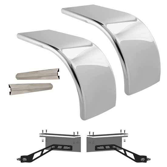 72 Inch Hogebuilt 304 Stainless Steel Low Rider Half Fender Kit With Mounts For Kenworth