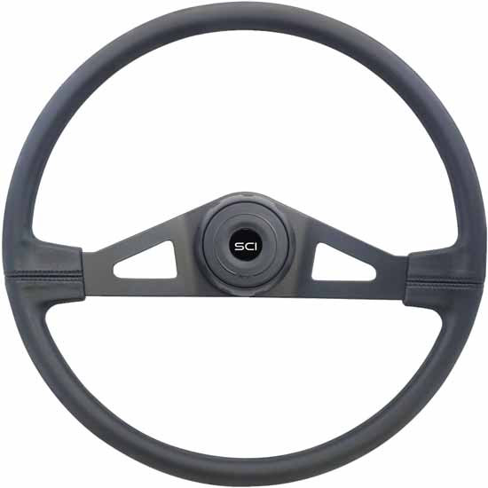 20 Inch Black 2 Spoke Black Poly Taft Steering Wheel Kit With Black Bezel And Horn Button