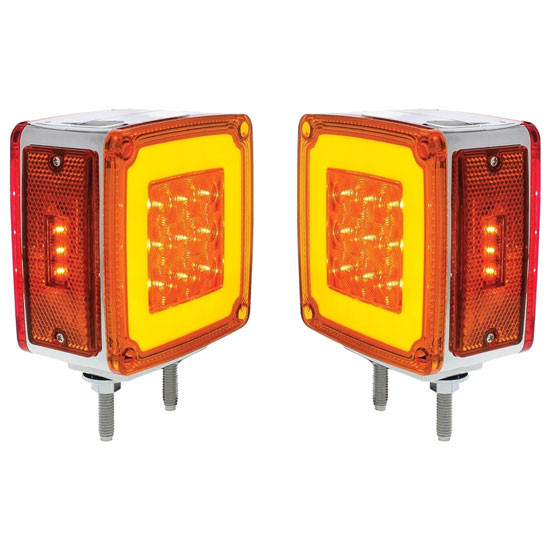 28 Diode Amber And Red Led Square Double Face Glo Turn Signal Light