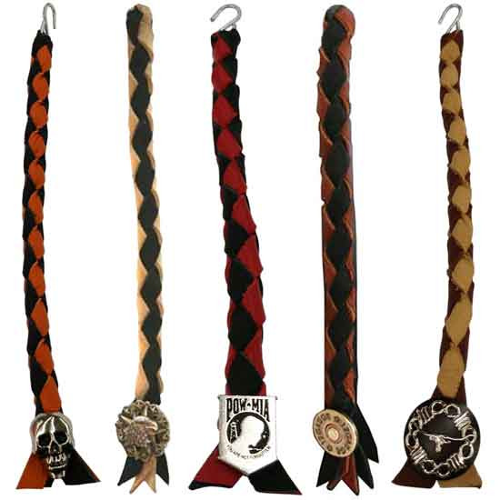10 Inch Extended Length Leather Air Horn Pull With Concho