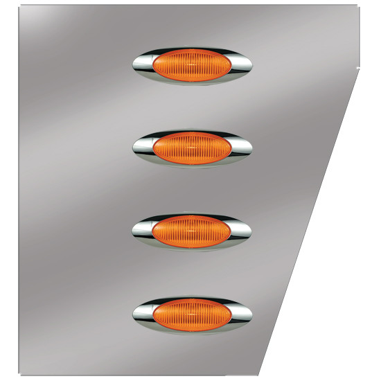 Extended Cowl Panels With 4 M1 Millennium Amber Led Lights For Peterbilt 378, 379 - Pair