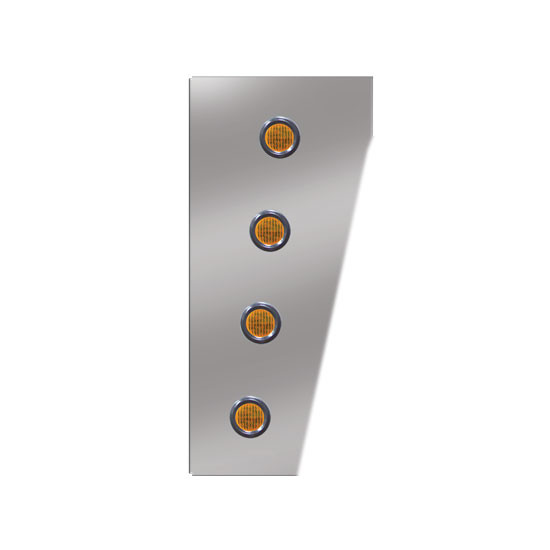 2 Inch Standard Cowl Panel With 4 - Round Amber Led Lights For Peterbilt 378, 379 - Pair