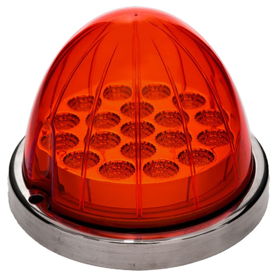3 Inch 3.5 X Red Led Marker, Turn Light With 19 Diodes, Watermelon Style Lens
