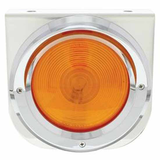Stainless Light Bracket W/ 4 Inch Light & Visor - Amber Lens