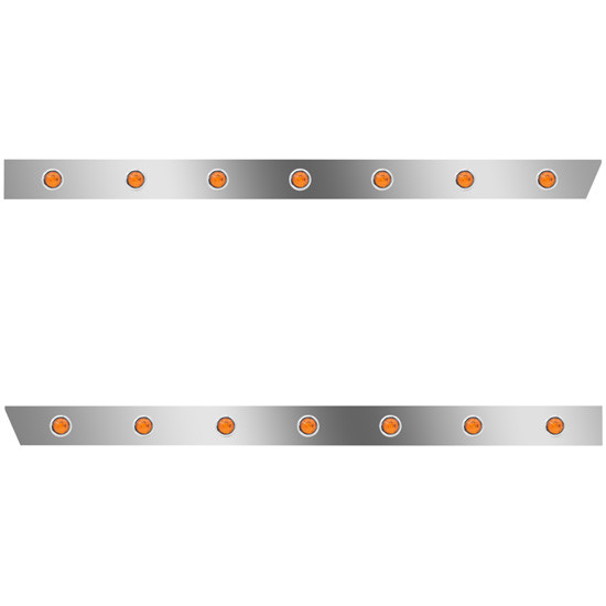 3 Inch Stainless Standard Cab Panels With 14 - 3/4 Inch Amber Leds For Peterbilt 389 131 Bbc 2011-2017