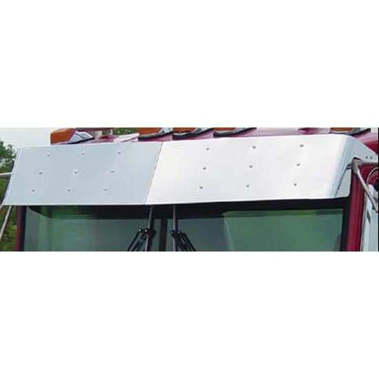 12 Inch Stainless Steel Bowtie Visor For Kenworth W900 Flat Glass