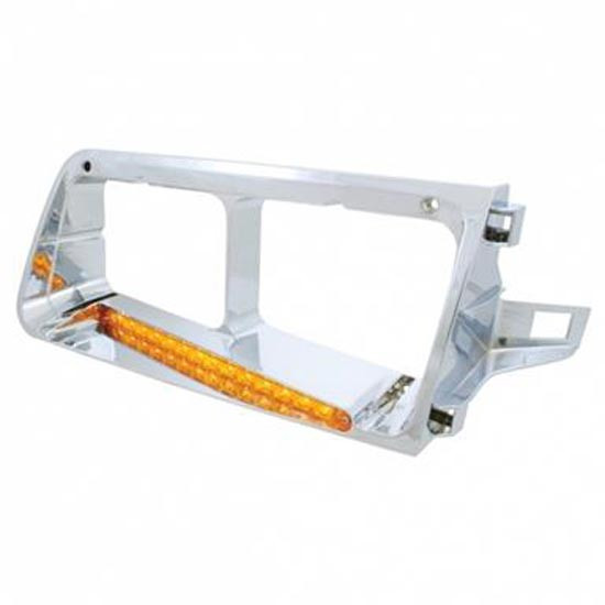 14 Led Rectangular Dual Headlight Bezel With Amber Led For Freightliner Fld