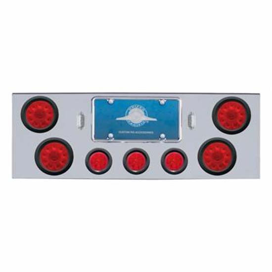 4 Inch Chrome Rear Center Panel With Four 10 Led Lights And 3 - 13 Led 2-1/2 Inch Beehive Lights