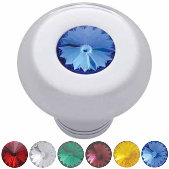 Small Chrome Deluxe Dash Knob Topped With Crystal Option - Hex Screw Mount