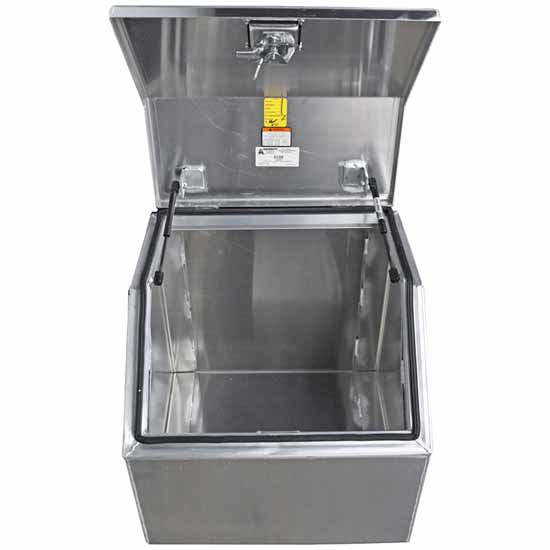 21 Inch Merritt 22 X Top Opening Smooth Aluminum Saddle Box With Diamond Plate Door, No Step