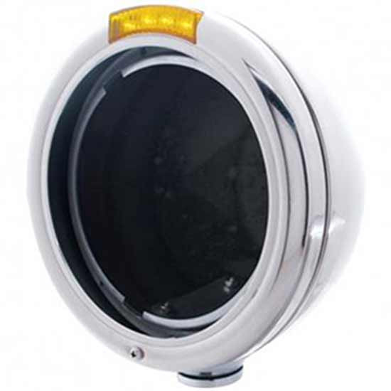 Stainless Steel Bullet Classic Headlight Housing With 4 Diode Led Turn Signal Light - No Bulb For Peterbilt, Freightliner