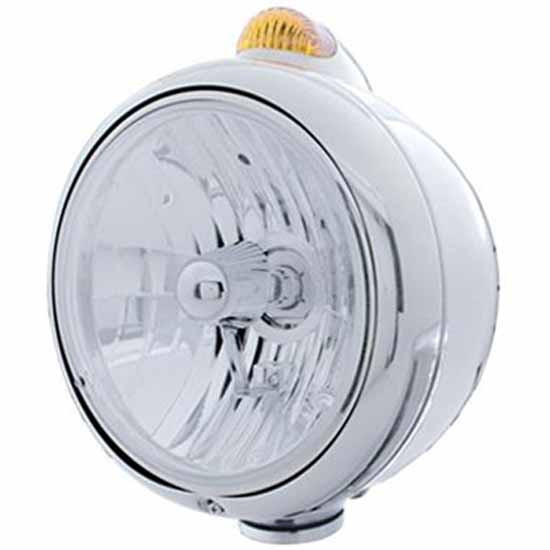 Stainless Guide 682-C Headlight With H4 Crystal Halogen Bulb, 5 Amber Led Dual Function Signal Light