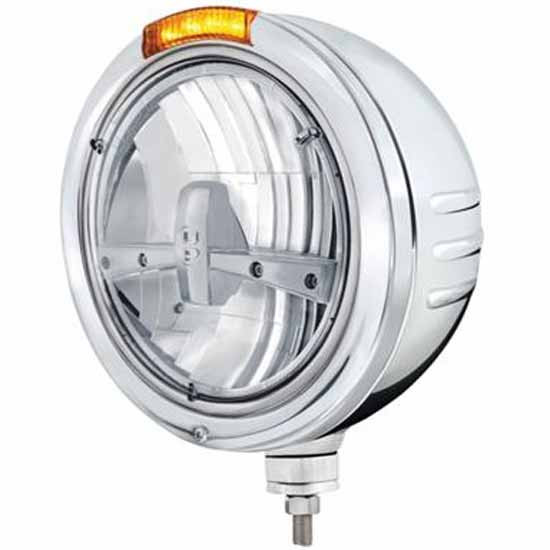 Stainless Classic Embossed Stripe 5 Diode Headlight With 4 Diode Dual Function Signal Light