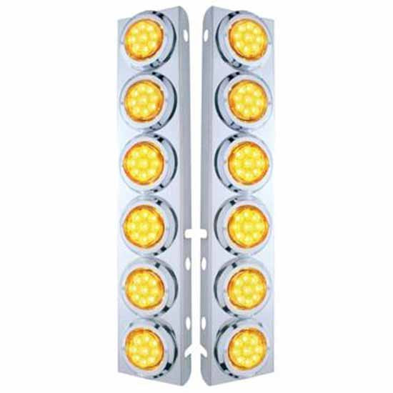 2 Inch Front Air Cleaner Panels With 12 Led Reflector Lights For Peterbilt 378, 379