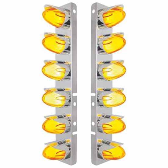 Stainless Steel Front Air Cleaner Bracket With 12 X 9 Led Dual Function Watermelon Glo-Light For Peterbilt 378, 379