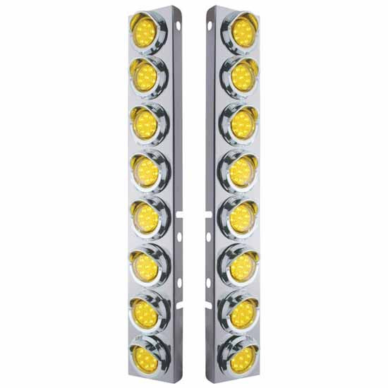 2 Inch Stainless Steel Front Air Cleaner Panels With 16 Led Reflector Lights For Peterbilt 378, 379