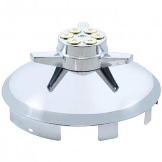 Stainless Steel 6 Uneven Notched Front Hubcap With Gun Cylinder Spinner