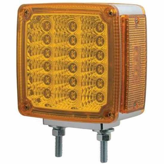 Square 39 Diode Double Faced Turn Signal Light With Reflector - Amber Led