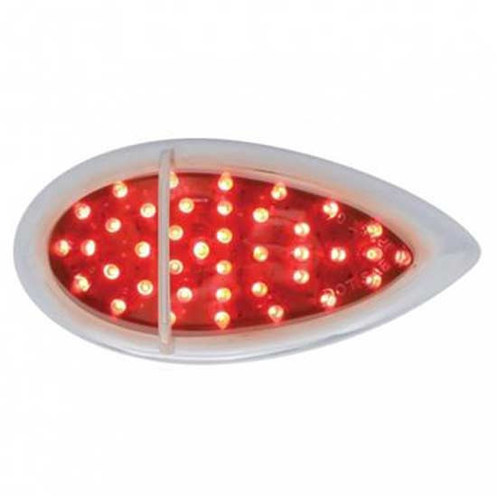 39 Diode Red Tear Drop Turn Signal Light With Chrome Flush Mount Bezel