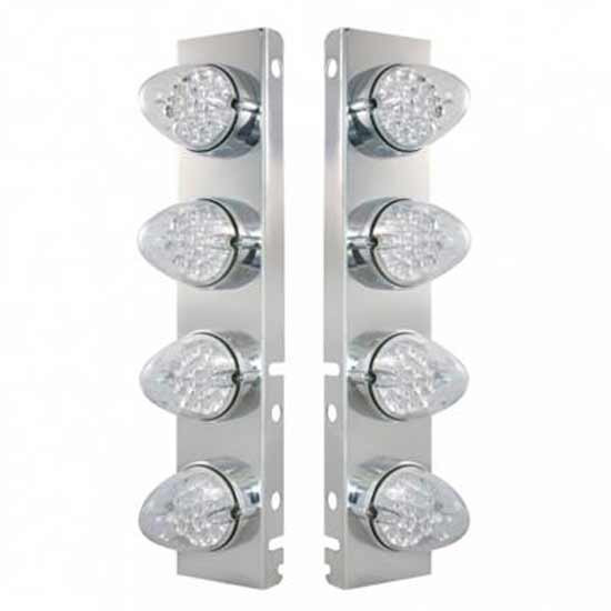 SS Front Air Cleaner Bracket With 8X 19 Led Reflector Lights And Bezels - Pair