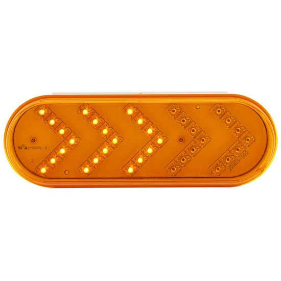 6 Inch 35 Led Oval Sequential Turn Signal Light - Amber Led /Amber Lens