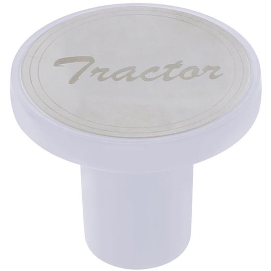 Aluminum Tractor Crew On Air Valve Knob W/ Stainless Plaque - Pearl White