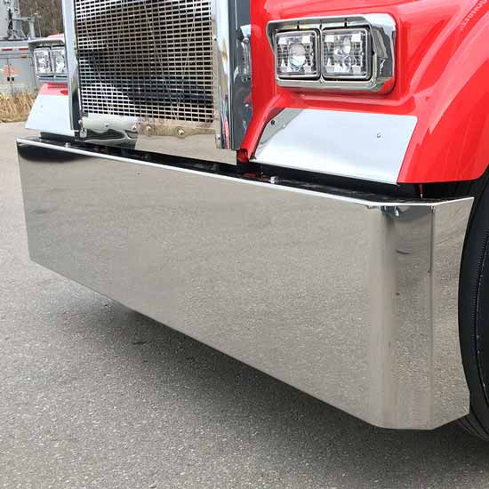 20 Inch 12 Gauge Customs Stainless Steel Buzzard Bumper With 6 Inch Ends For Kenworth W900L