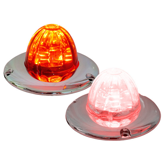 Legendary 3-1/2 Glass Watermelon Red 3 Wire Dual Function Chrome Flat Bezel Led Light