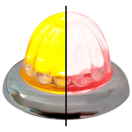 Legendary 1-1/2 Glass Watermelon Amber-Red 4 Wire Dual Tone Curved Chrome Bezel Stud Mount Led Light