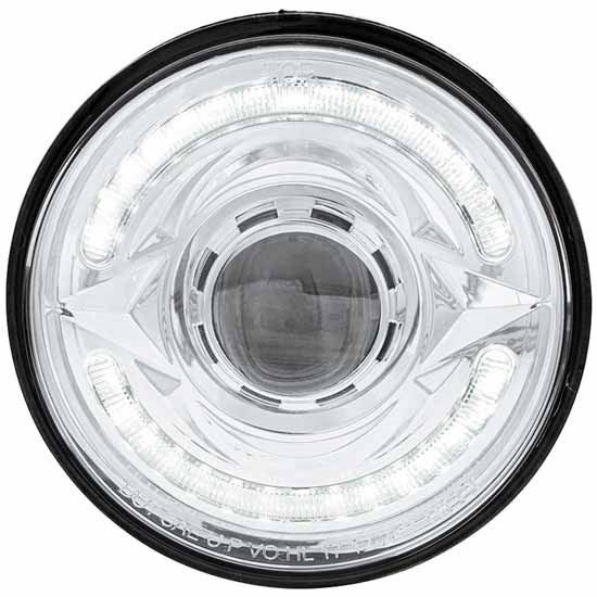 4 Inch Ultralit 60 Led 5-3/ Round Headlight With Dual Color Light Bar - Amber/White