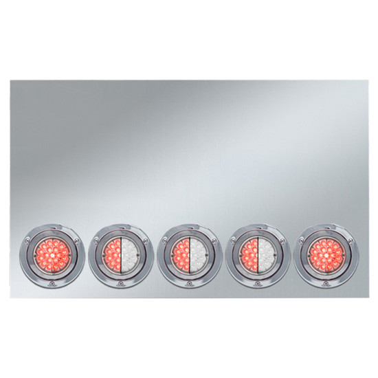 4 Inch SS Center Panel With Five - Dual Revolution Watermelon Led Lights And Bezels