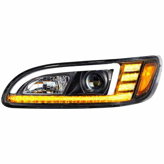 Black Projection Headlight With Led Sequential Turn And Drl