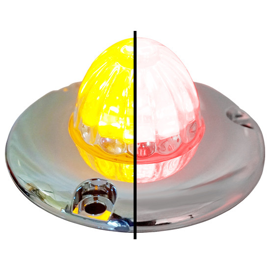 Legendary 1-1/2 Glass Watermelon Amber/Red 4 Wire Dual Tone Flat Chrome Bezel Led Light
