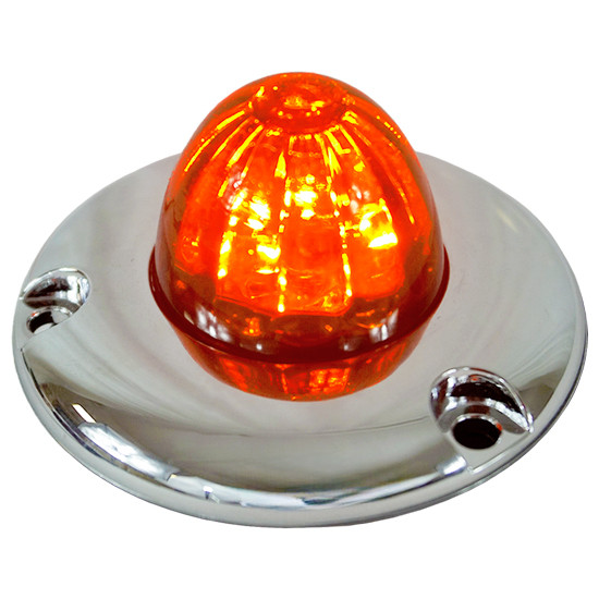 Legendary 1-1/2 Glass Watermelon Dark Amber 3 Wire Dual Function Flat Chrome Bezel Led Lights
