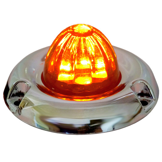 Legendary 1-1/2 Glass Watermelon Dark Amber 3 Wire Dual Function Inset Chrome Bezel Led Lights