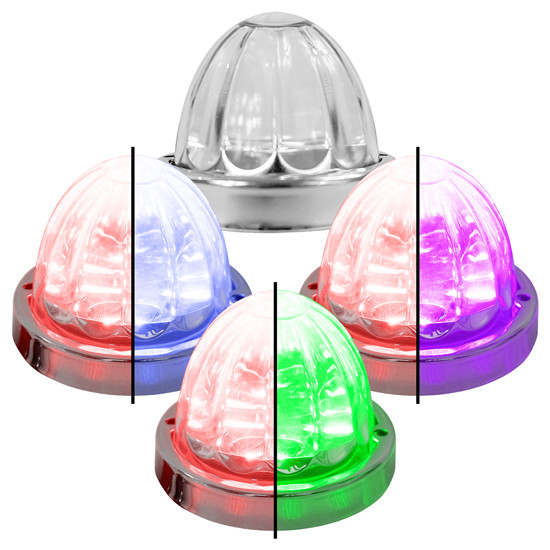 Legendary 3-1/2 Glass Watermelon Red Light With Aux Color 4 Wire Dual Tone Stainless Steel Bezel Led Lights