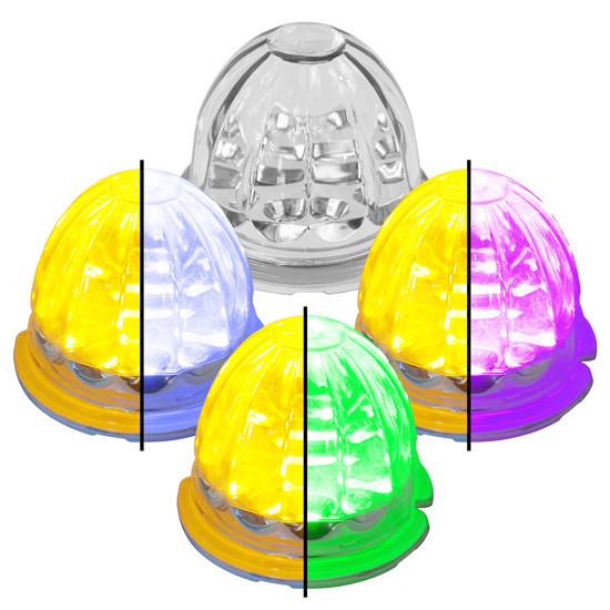 Legendary 3-1/2 Glass Watermelon Amber Light With Aux Color 4 Wire Dual Tone With O Bezel Led Lights