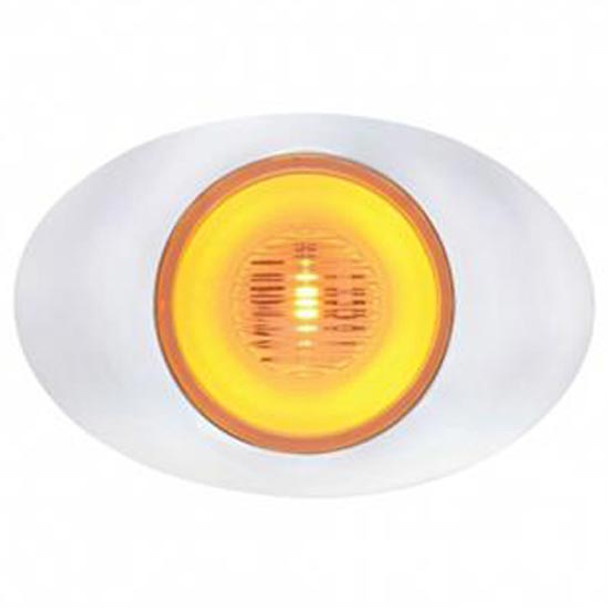 5 LED Small Oval M3 GloLight W/ Chrome Bezel - Amber LED/ Clear Lens