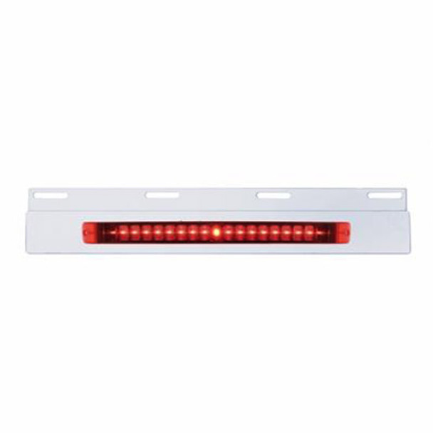 Stainless Steel Top Mud Flap Plate W/ 19 LED 17 Inch Light Bar - Red LED / Red Lens Stainless Steel Top Mud Flap Plate W/ 19 LED 17 Inch Light Bar - Red LED / Red Lens