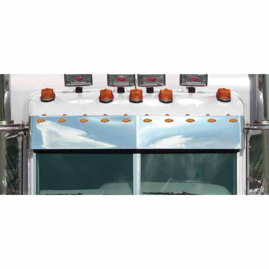 10.5 Inch Darwin Style Drop Visor With 10 Amber/Clear Led Mini Lights Fits Peterbilt 377, 378 And 379