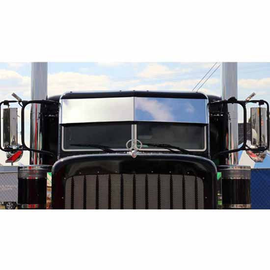 11 Inch Stainless Steel Darwin Style Drop Visor By Turnpike Truck Trim Fits Peterbilt 2005 & Newer W/ Cab-Mounted Mirrors