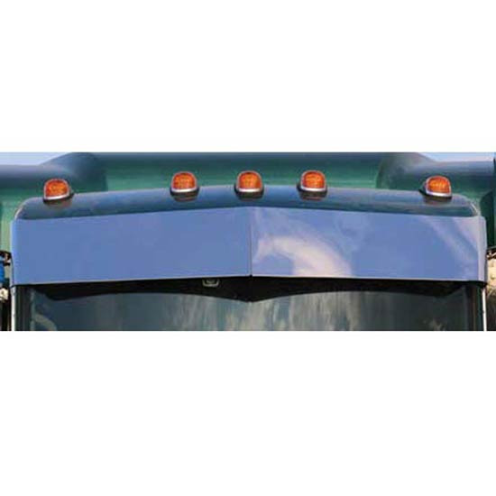13 Inch Turnpike Truck Trim Stainless Steel Drop Visor - Blind Mount Fits Peterbilt With Curved Windshield