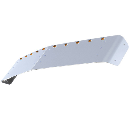 15.5 Inch Stainless Steel Drop Visor With 10 Amber Led Bulkhead Lights By Roadworks Fits Peterbilt 567 And 579 (2 Piece)