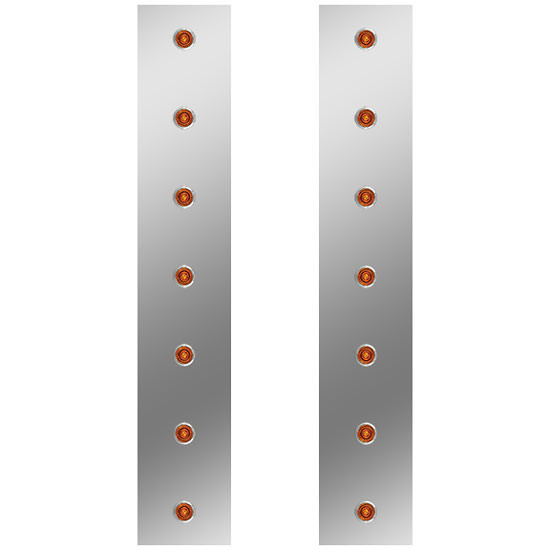 24.5 Inch Stainless Steel Front Air Cleaner Light Panels With 14 Bullseye Amber/Amber LEDs Lights By Roadworks Fits Peterbilt With 15 Inch Breather