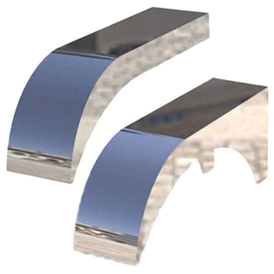 Tank Saddle Covers Stainless Steel - 1 Full, 1 Partial Radius By Roadworks Fits Peterbilt W/ 26 Inch Diameter Tanks