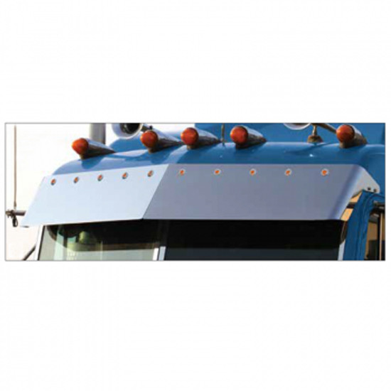11 Inch Blind Mount Drop Visor W/ 10 Amber LEDS / Amber Lens By Roadworks Fits Peterbilt 1987-2014
