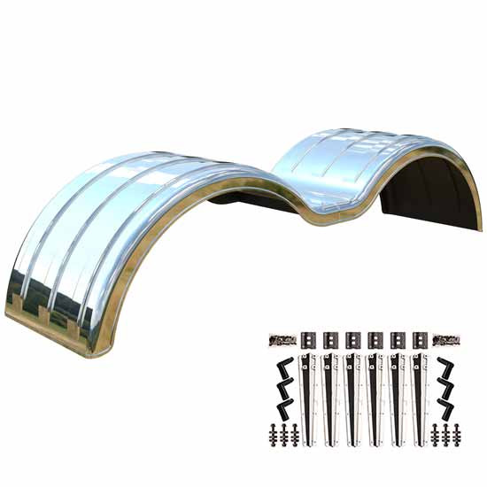 Double Deuce Full Fender Kit W/ Light Box Options & Mirror-Silver Plastic Mounting Brackets By Minimizer