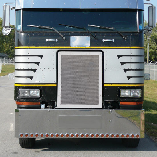 Custom Stainless Steel Punched Grille Insert With Horizontal Ovals For Peterbilt 362
