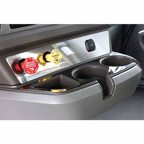304 Stainless Steel Top Console Cupholder Trim For Kenworth T680, T880, W990 With Automatic Transmission