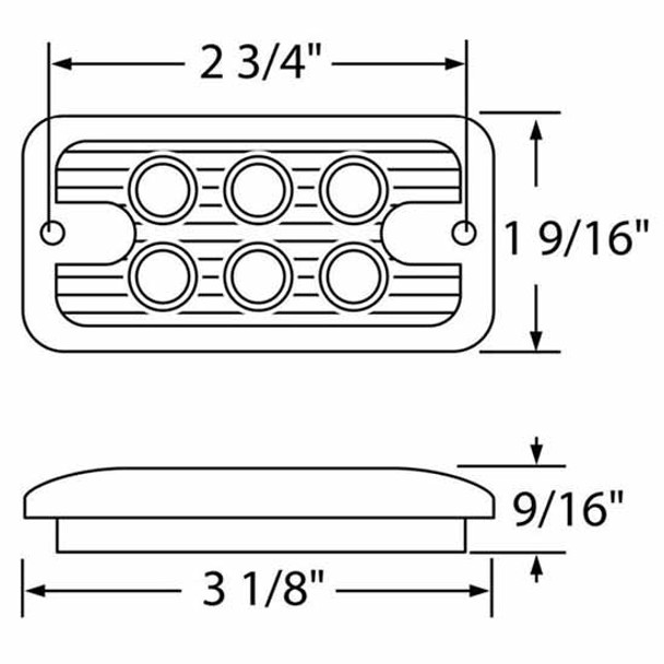 6 LED Dual Function Light, Amber LED/ Amber Lens